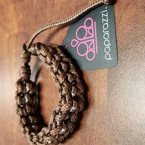 Paparazzi brown & Silver woven bracelet